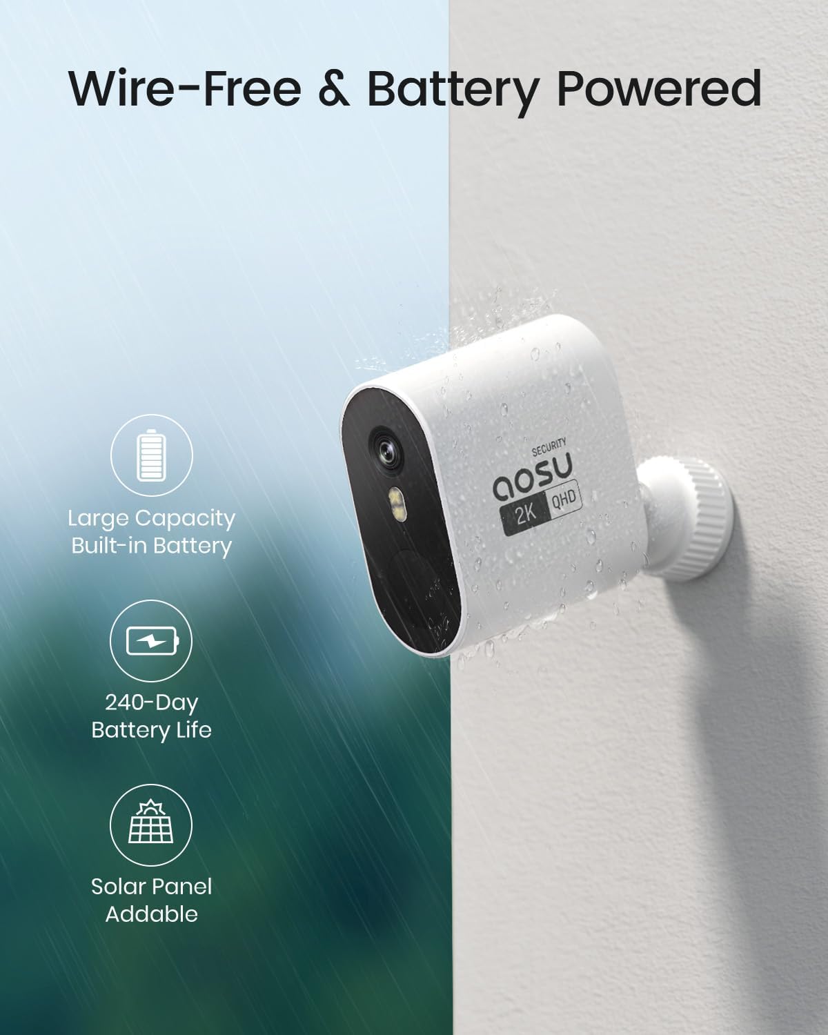 Thumbnail 4 de aosu 4-Cam Wireless Outdoor Security Camera Kit (2K, Spotlight, 166° Ultra-Wide, Battery Powered)