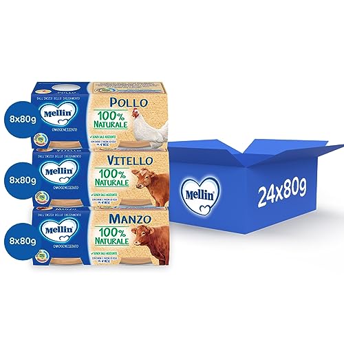 Thumbnail 2 de Mellin Omogeneizzato Mix Gusti Carne Naturale 24x80g — per le pappe, mix di manzo, pollo e vitello