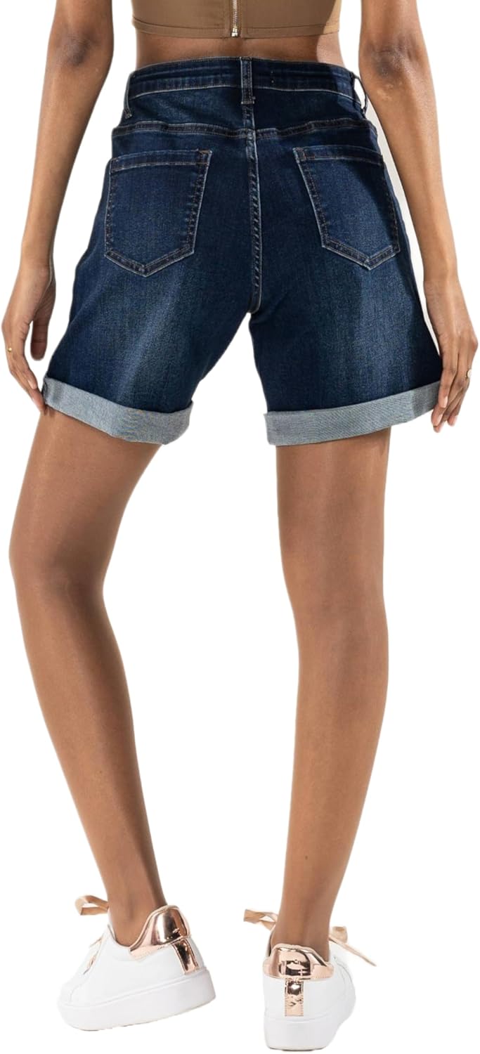 Thumbnail 2 de Nina Carter P208 Damen High-Waist Jeans-Shorts im Used-Look – Mid-Thigh, Sommer-Shorts