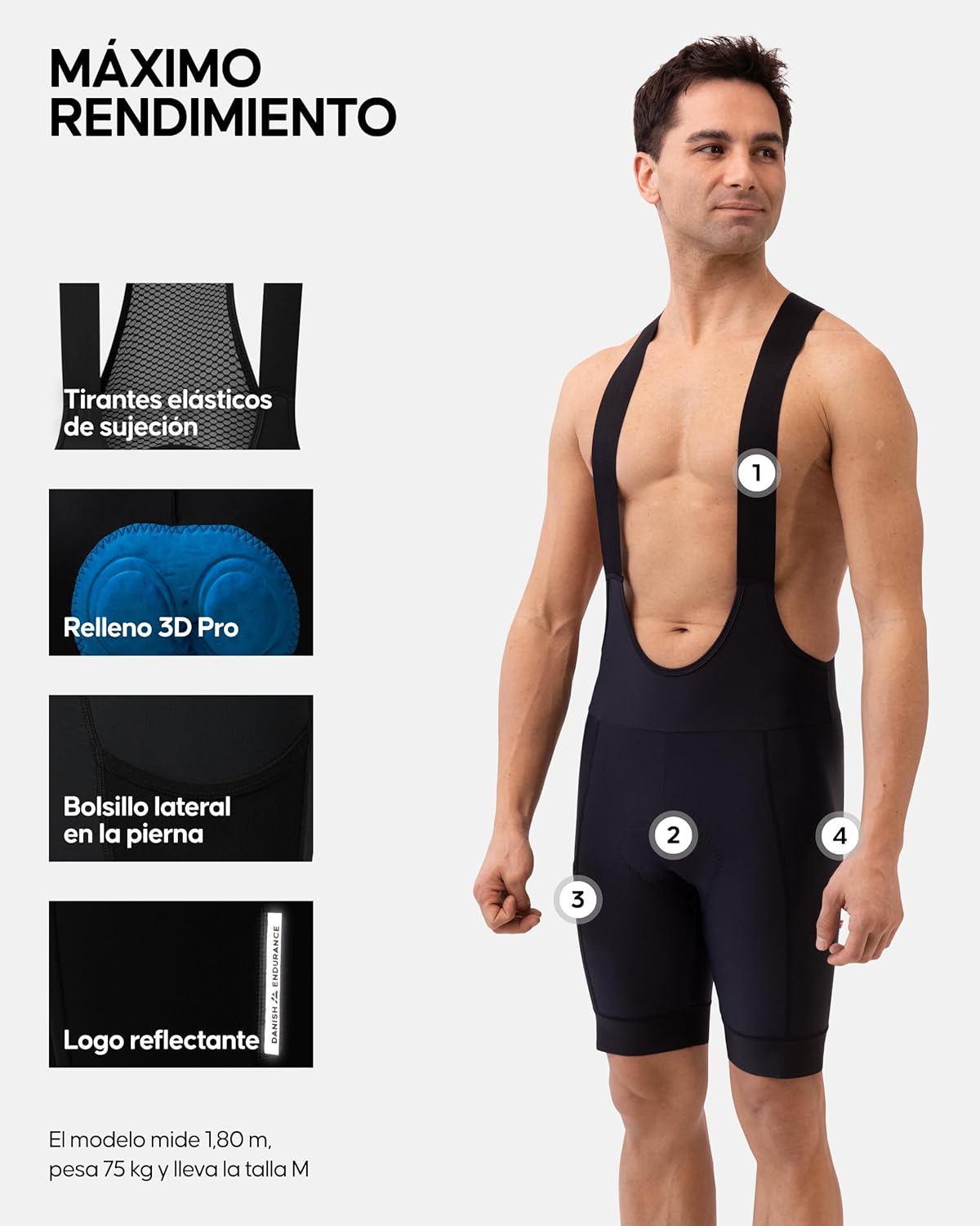 Thumbnail 1 de DANISH ENDURANCE Culotte Ciclismo Hombre 3D PRO