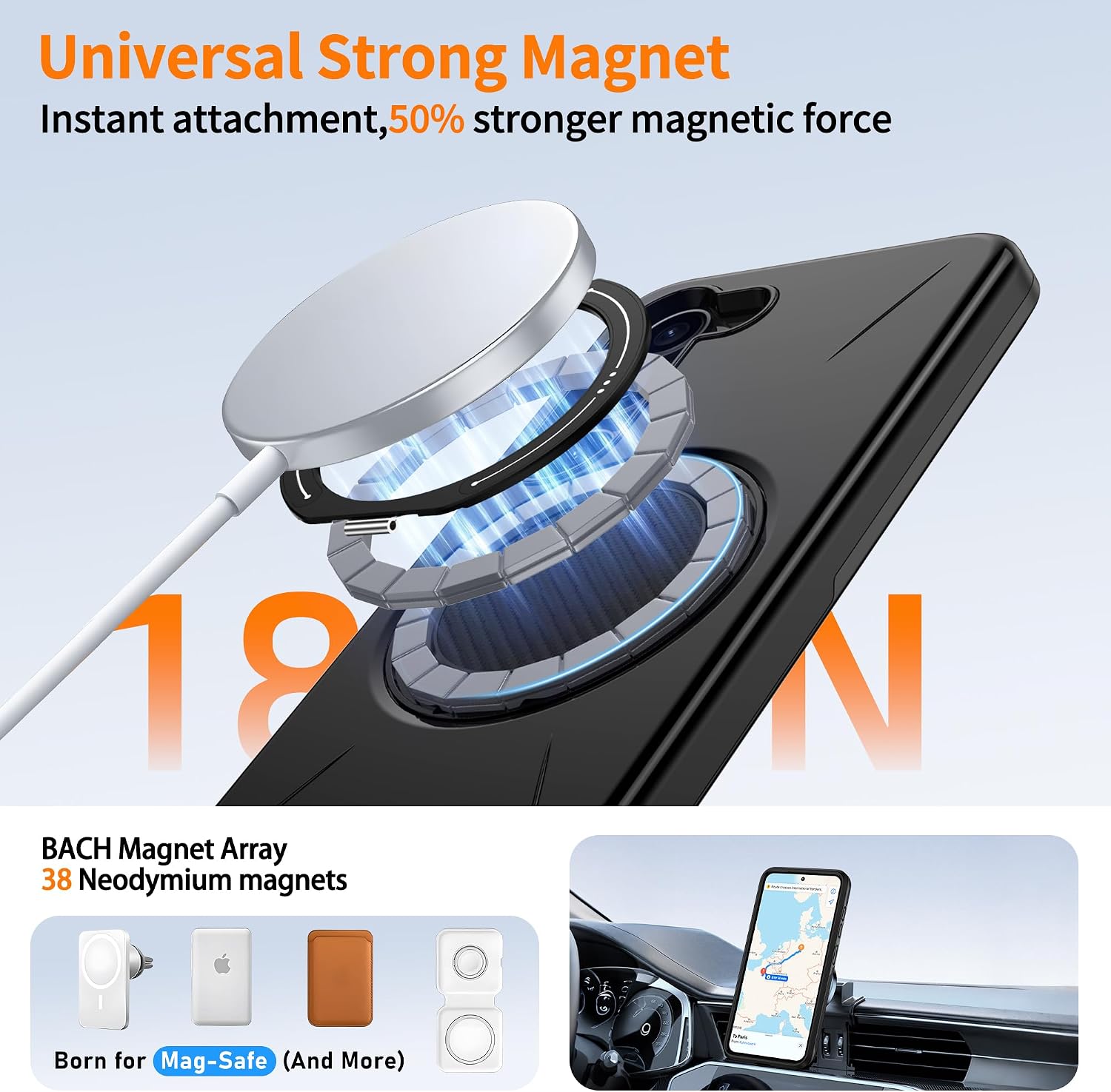 Detalle de Gritup for Samsung Galaxy S23 Plus MagSafe case with velvet cover, kickstand & dual-layer shock protection