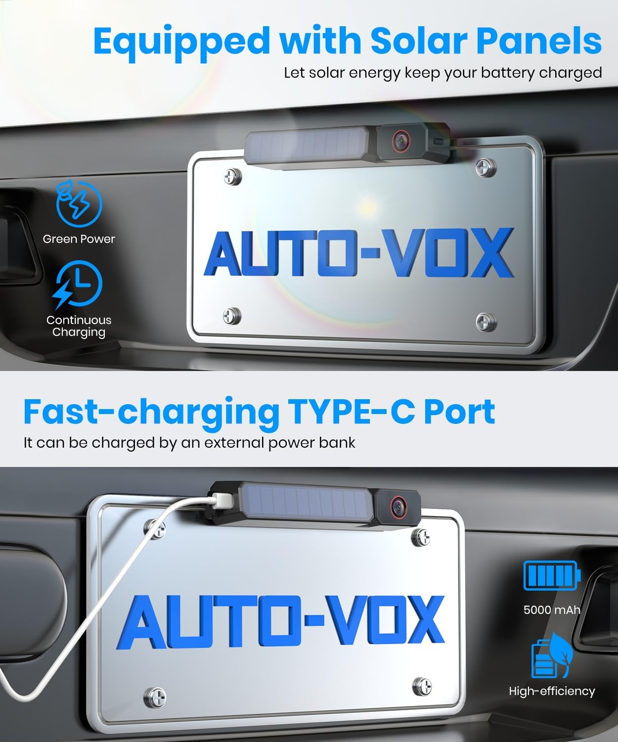Detalle de AUTO-VOX Solar Wireless Backup Camera System with 5-Inch 1080P HD Monitor