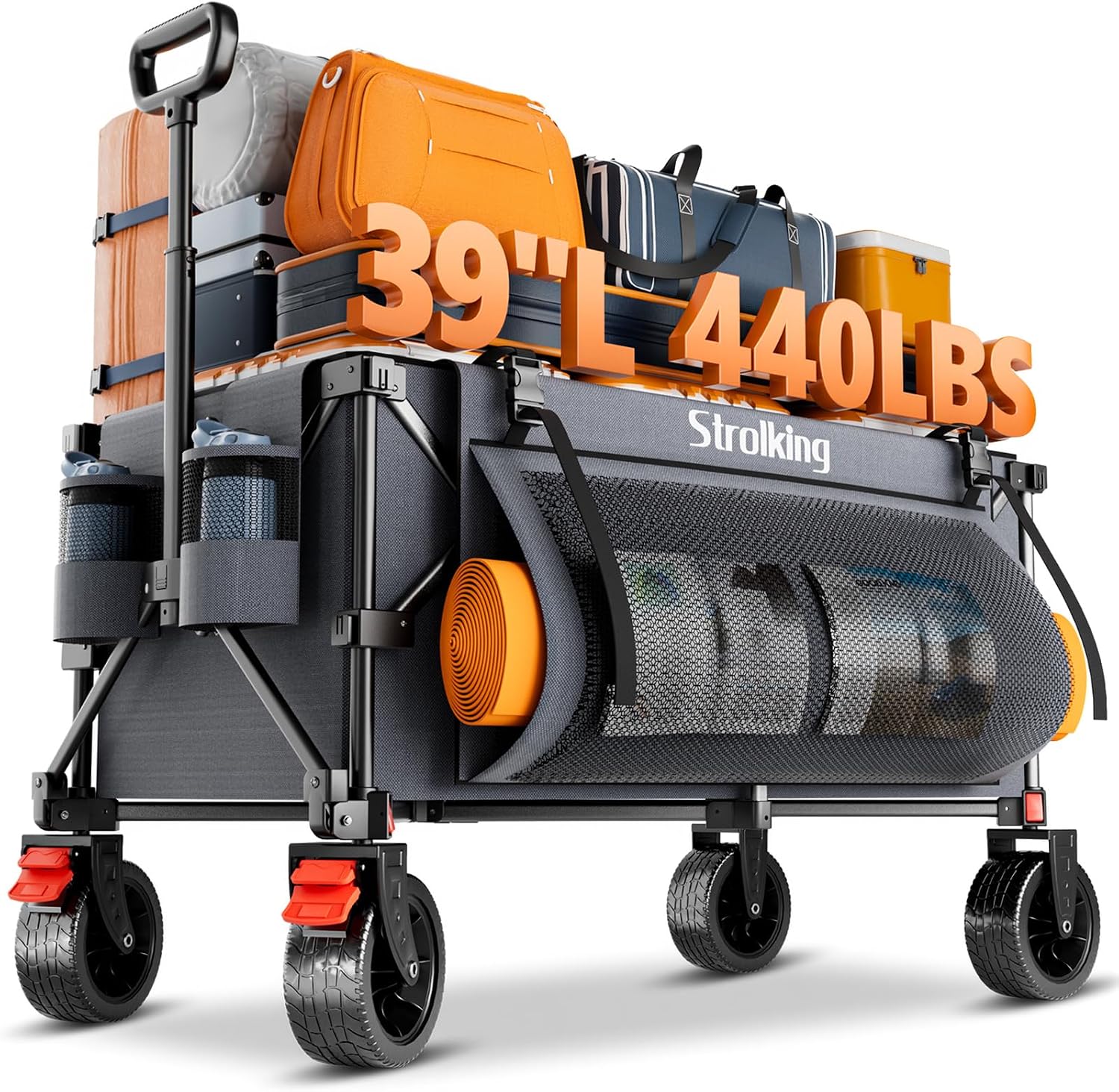 Detalle de Strolking 220L Collapsible Wagon Cart, 440 lb Capacity, 15 lb, All-Terrain Wheels