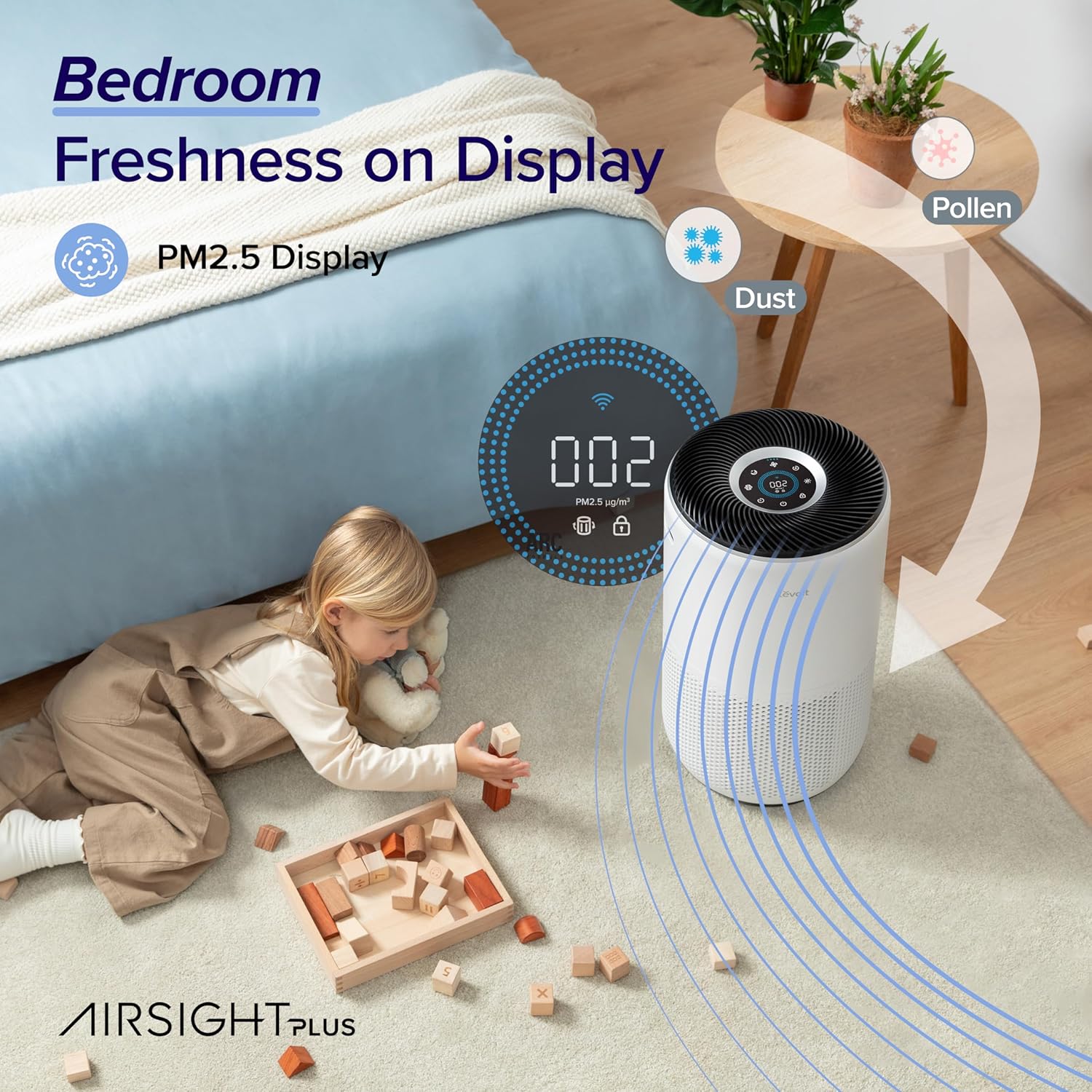 Detalle de LEVOIT Core 400S Smart HEPA Air Purifier for Large Rooms (166m²) with Alexa, App Control and Auto PM2.5 Sensor