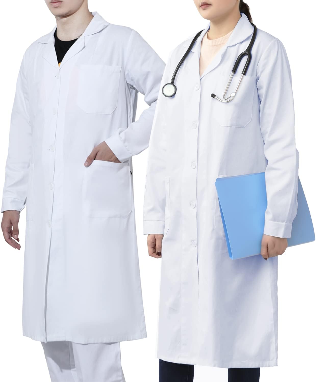 Detalle 2 de WORK IDEA laboratoriumjas voor dames en heren, 100% katoen, uniseks, S-5XL