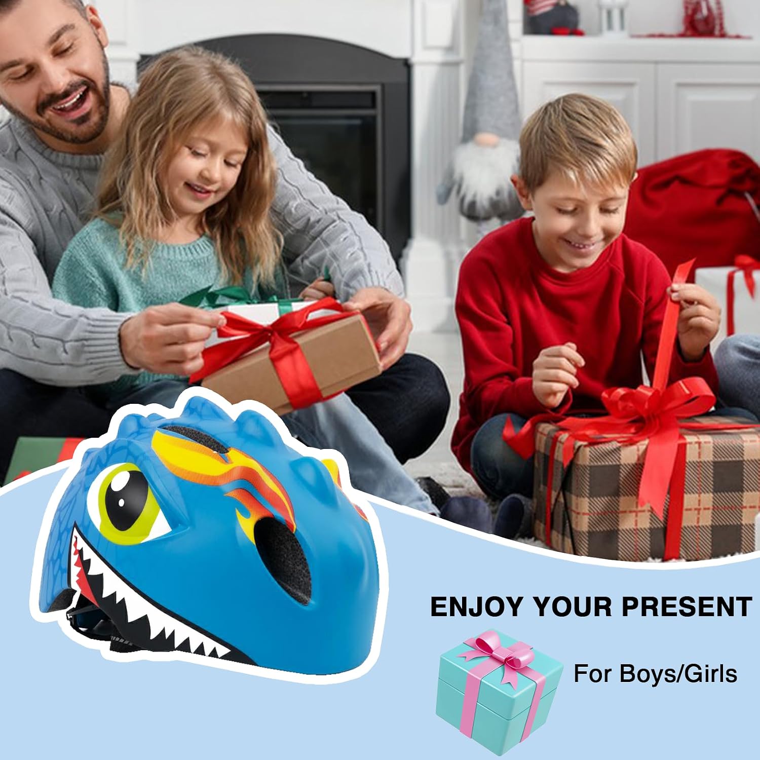 Thumbnail 2 de Toddler Helmet with 3D Dinosaur Design and Protective Gear Set for 2–8 Years