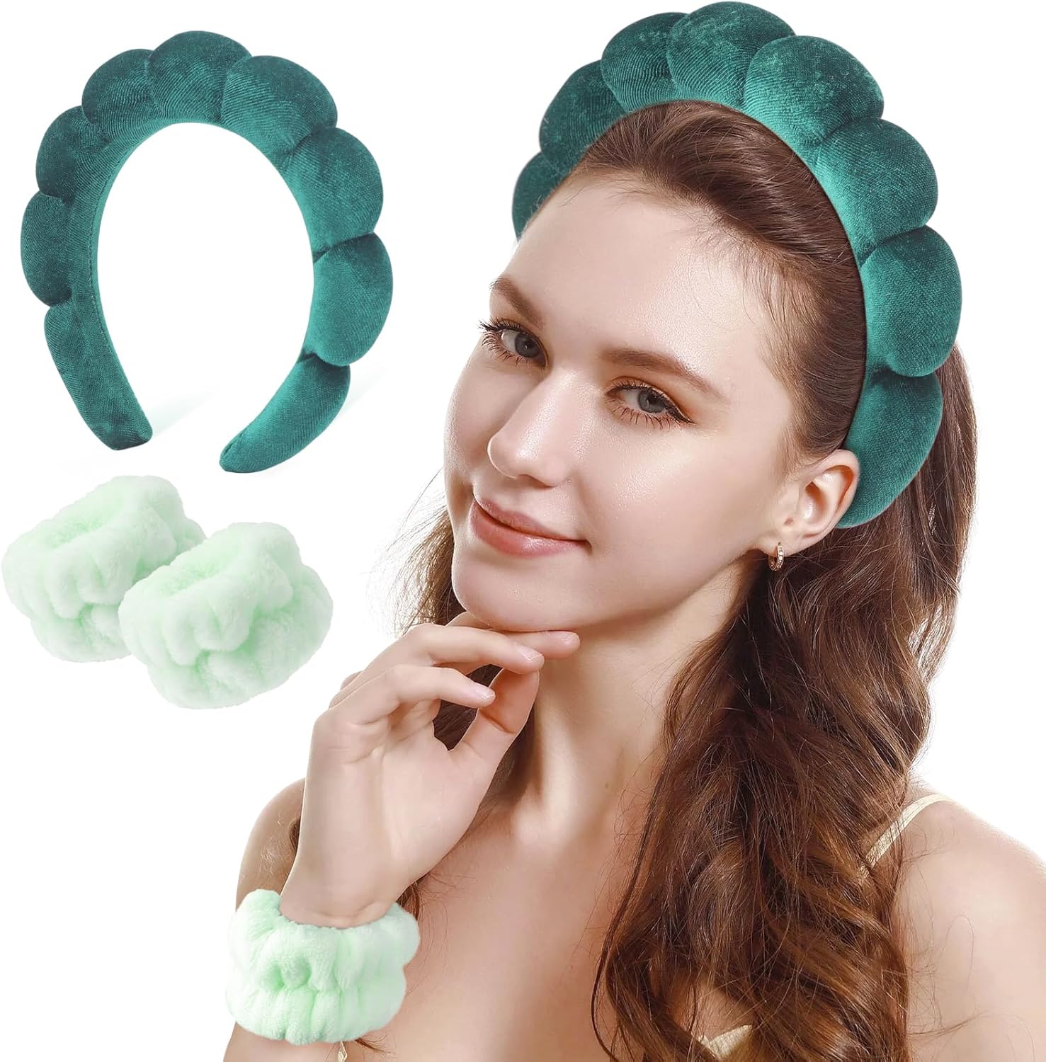 Thumbnail 1 de DRESHOW Spa Stirnband-Set: Weiche Frottee-Stirnband und elastische Handgelenkarmbänder für Hautpflege