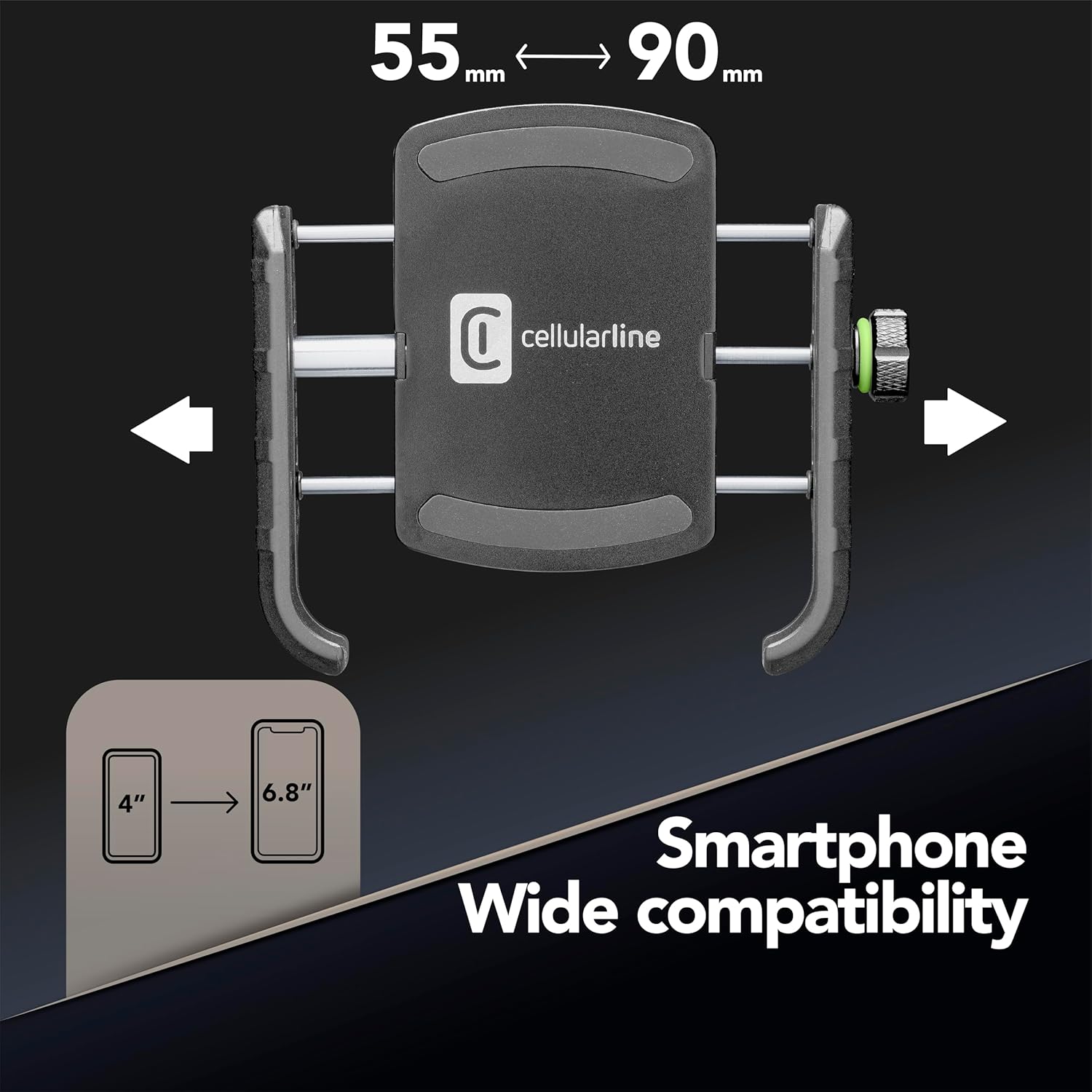 Thumbnail 4 de cellularline Rider Steel supporto smartphone da manubrio in alluminio universale con rotazione 360°