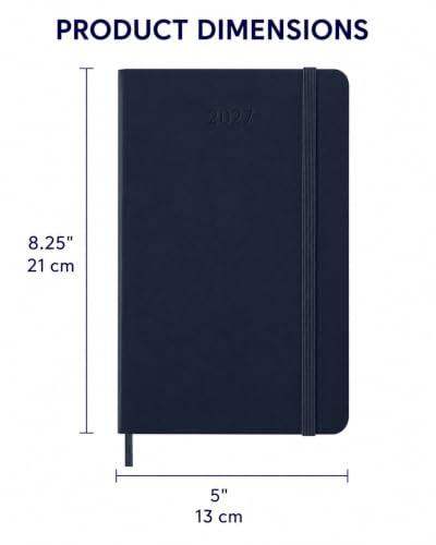 Detalle 2 de Moleskine Agenda Giornaliera 2027 – Planner 12 mesi, copertina rigida, chiusura elastica, formato Large 13x21 cm, Blu Zaffiro
