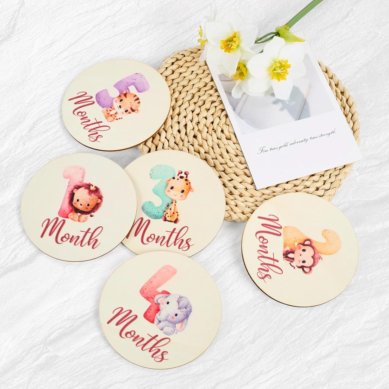Detalle 2 de Wooden Baby Milestone Signs 13-Piece Set