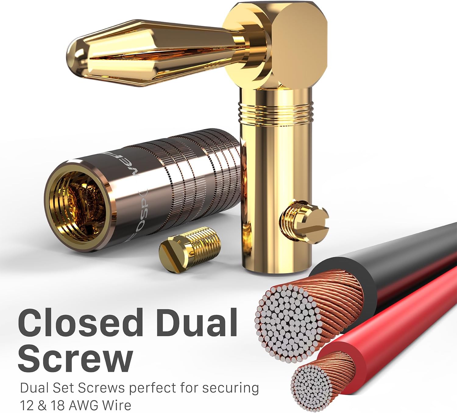 Thumbnail 3 de FosPower Right Angle Banana Plug Speaker Connectors (24K gold plated, 2 pairs / 4 pcs)