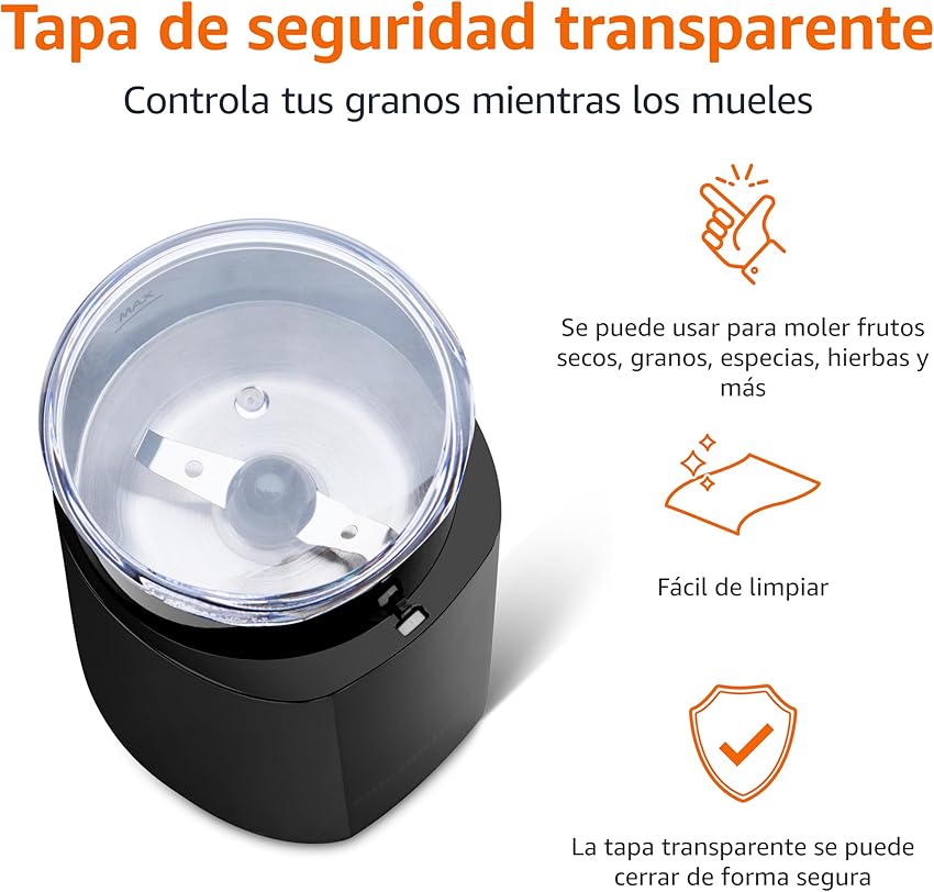 Detalle de Amazon Basics Molinillo de café eléctrico ☕️ Negros