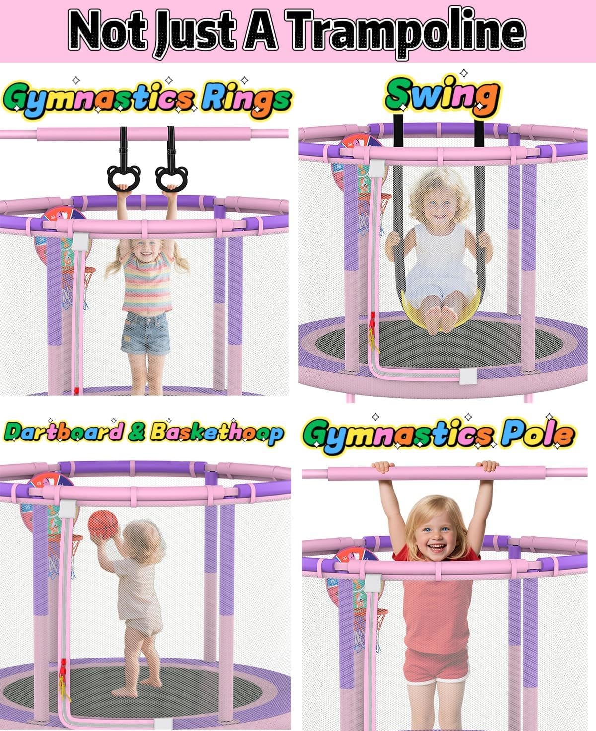 Detalle 2 de LANGXUN 60" Trampoline for Kids 🤸