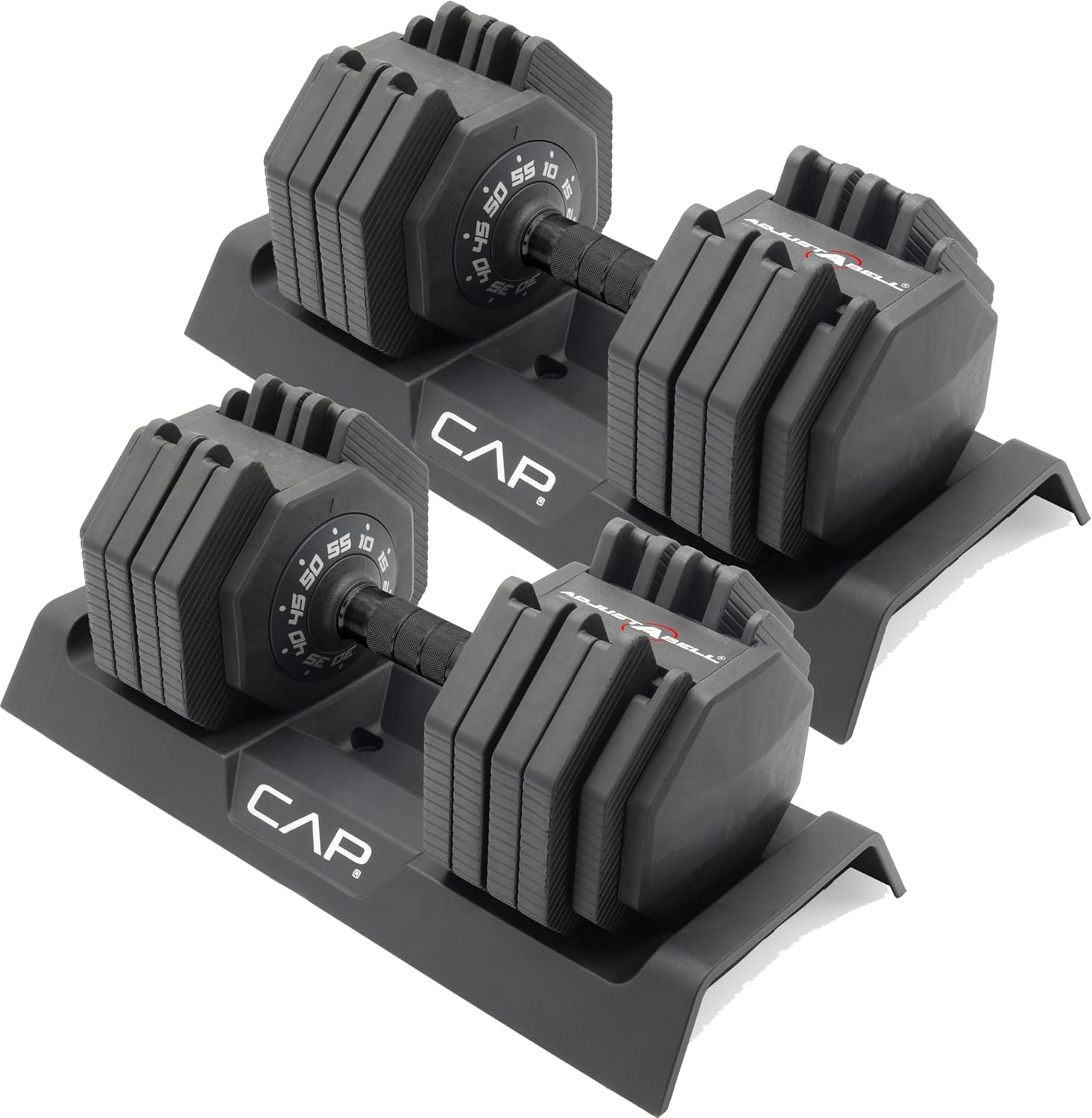 Detalle de CAP ADJUSTABELL Adjustable Dumbbell Set — Premium 55 lb Pair with Quick Select System