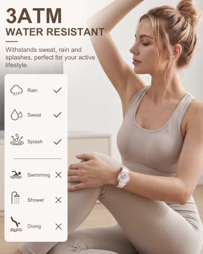 Detalle 2 de CIVO orologio digitale sportivo da donna, cinturino in silicone, 3 ATM