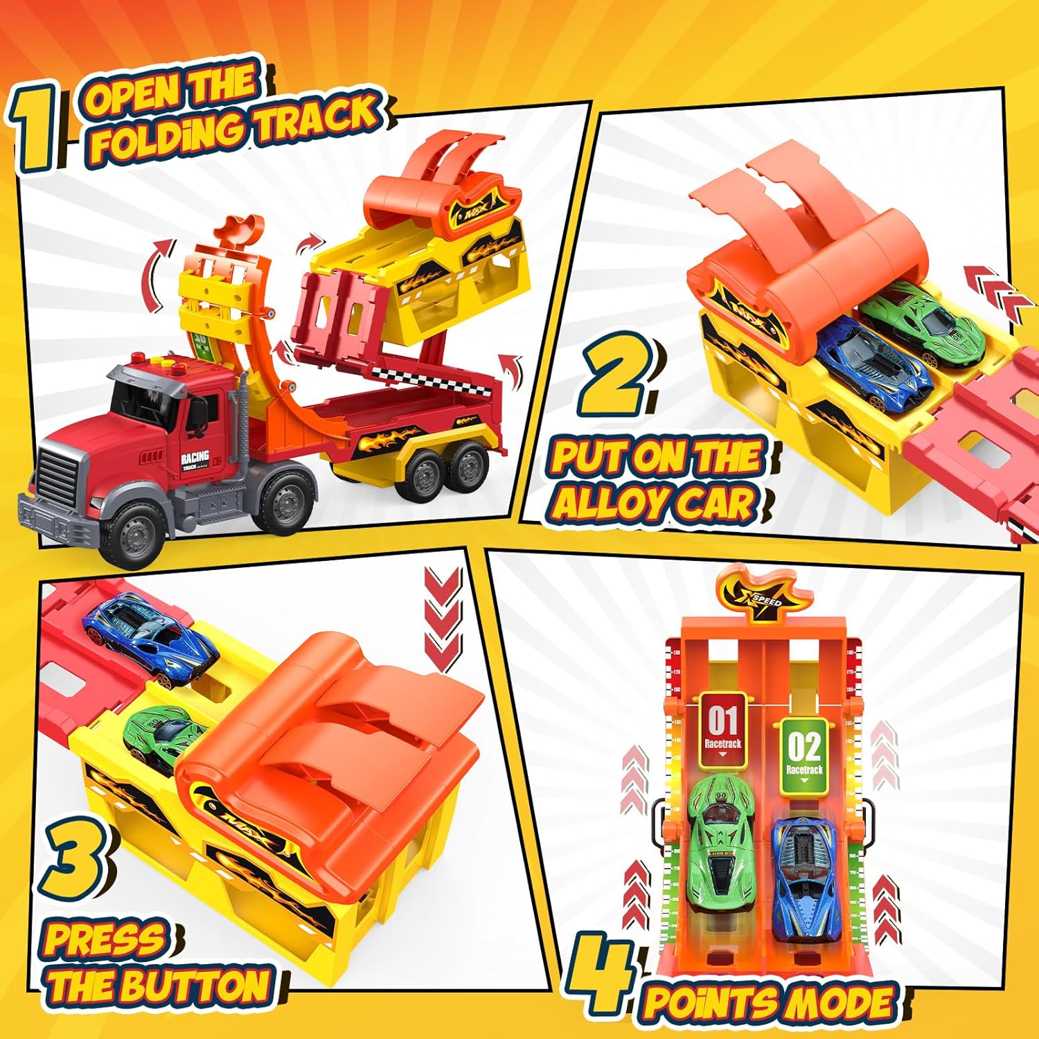 Detalle de EUCOCO Camion Transporteur 2 en 1 pour Enfants 2–6 ans – Circuit et garage nomade