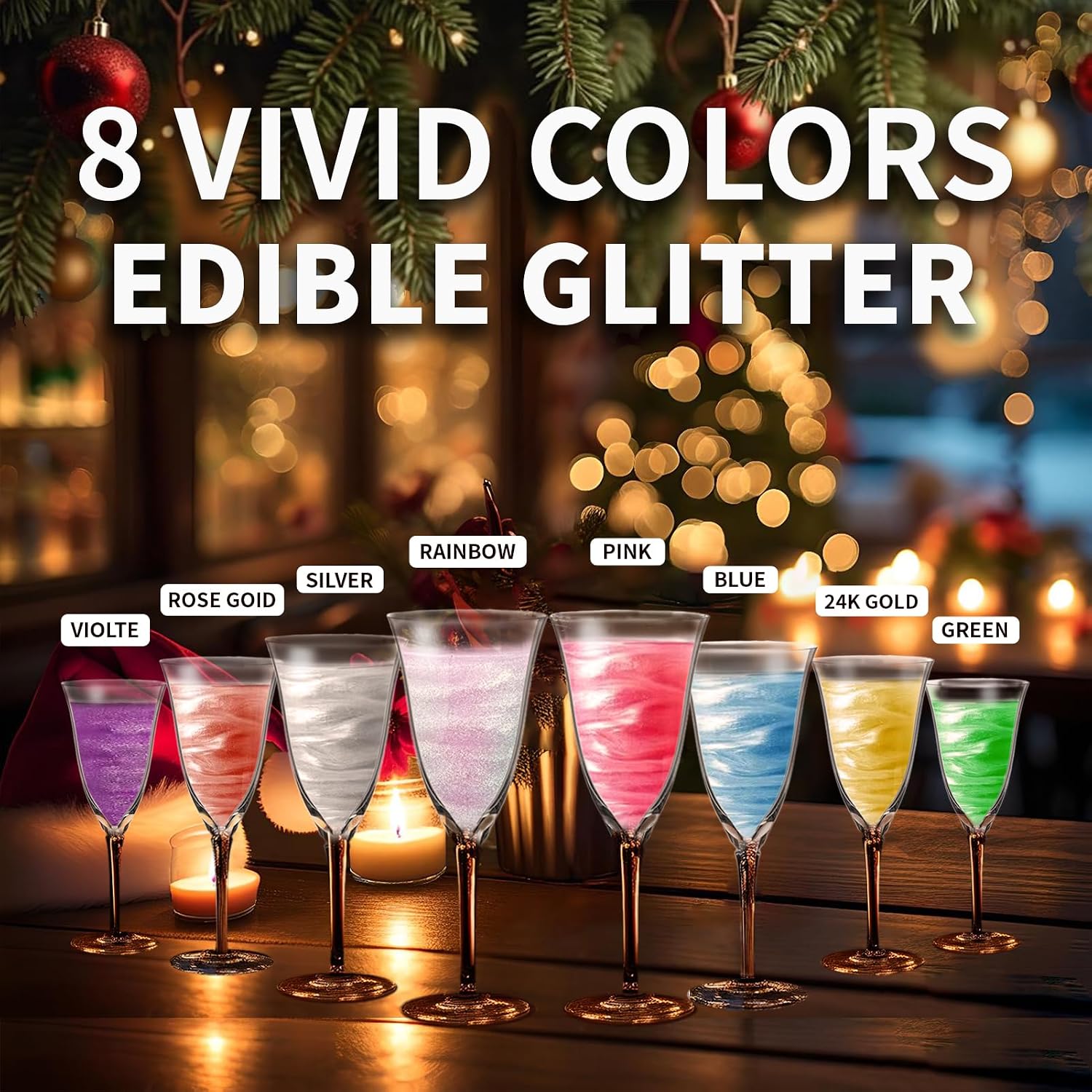 Detalle de PAVADOR Edible Luster Dust, 8-Colour Set, 3g for Drinks and Desserts