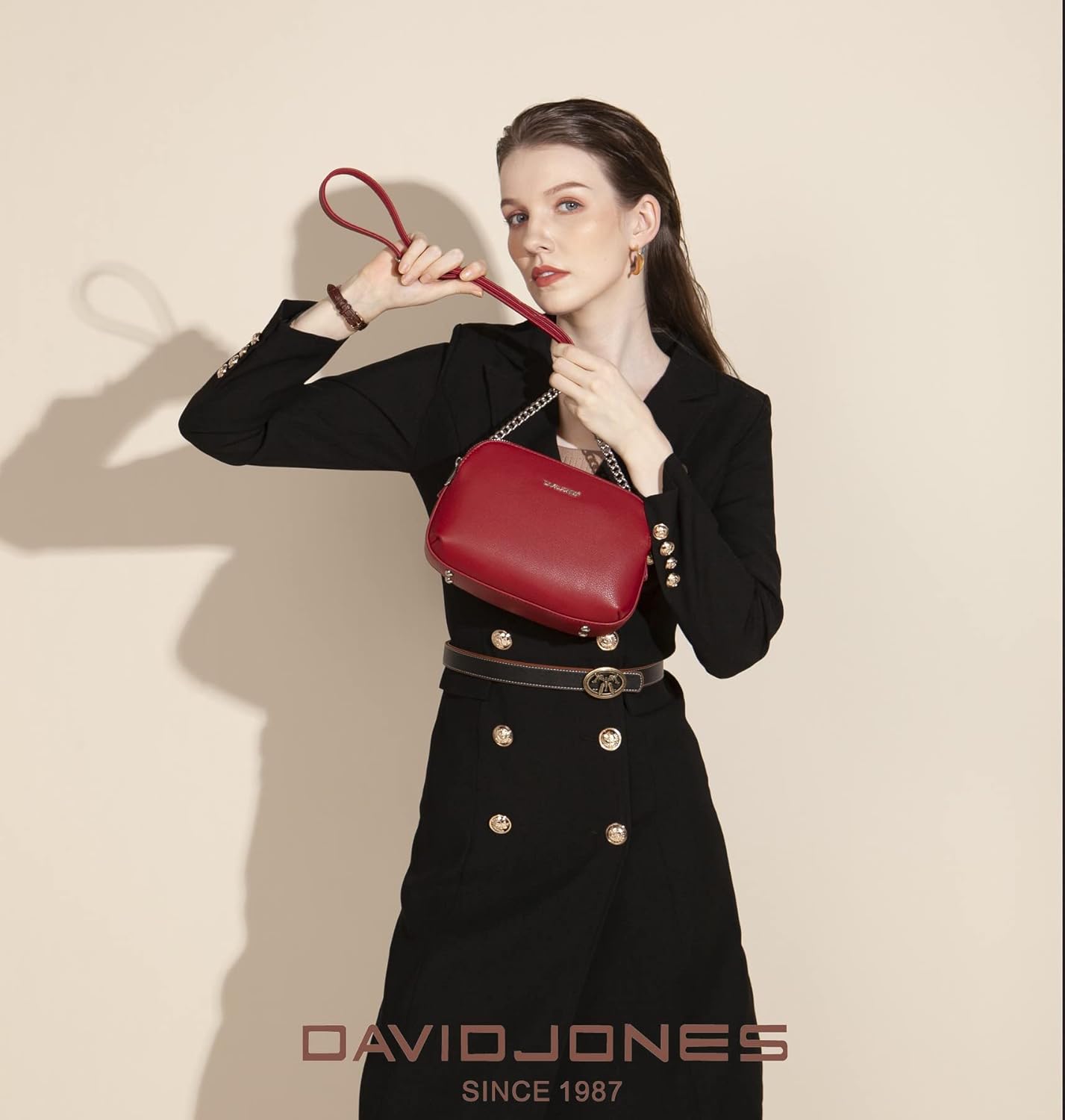Thumbnail 2 de David Jones Petit sac bandoulière femme multi-poches zippées en cuir PU rose