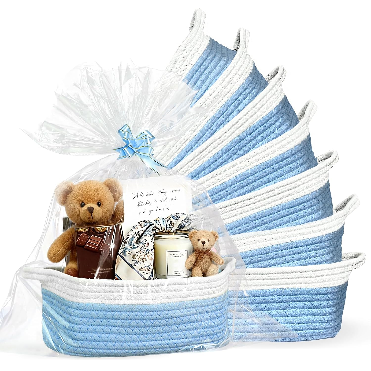 Detalle de Succwoah Cotton Rope Gift Baskets, 12 x 8 x 5 in