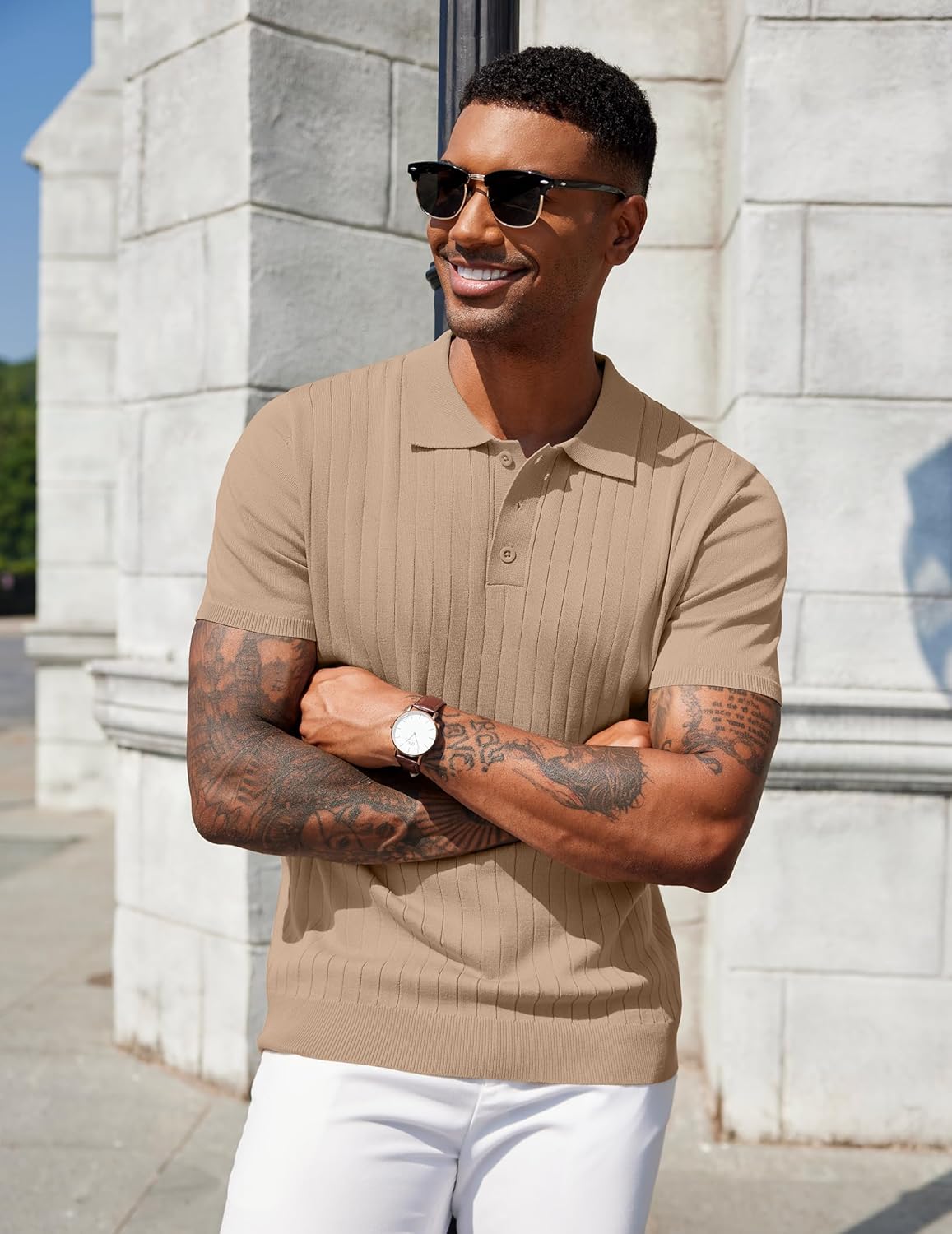 Thumbnail 3 de COOFANDY Polo Uomo Manica Corta Slim Fit per Golf e Casual - Tessuto Elastico e Punti Premium
