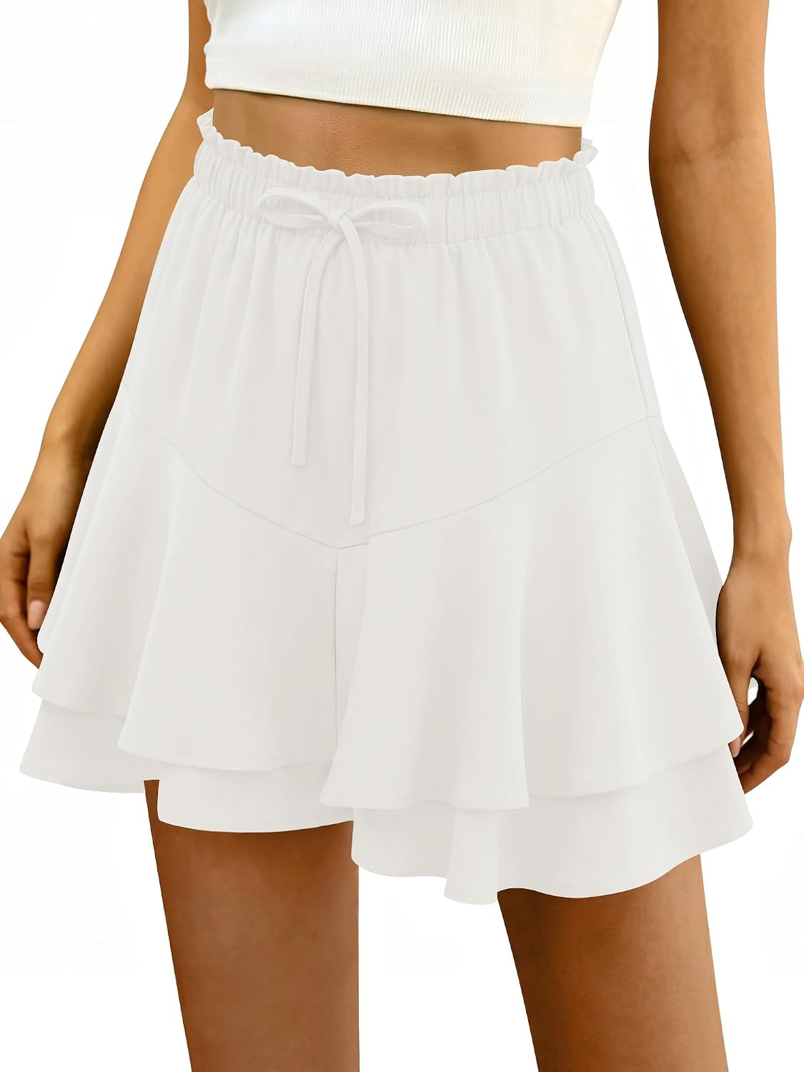 Thumbnail 1 de onlypuff Flowy Ruffle Mini Skort Shorts for Women, High-Waisted Tennis Style