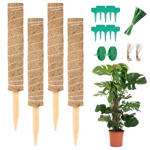 Vicloon Bastone per Piante con Bastoni Rampicanti in Fibra di Cocco, Set da 4 pezzi 40 cm
