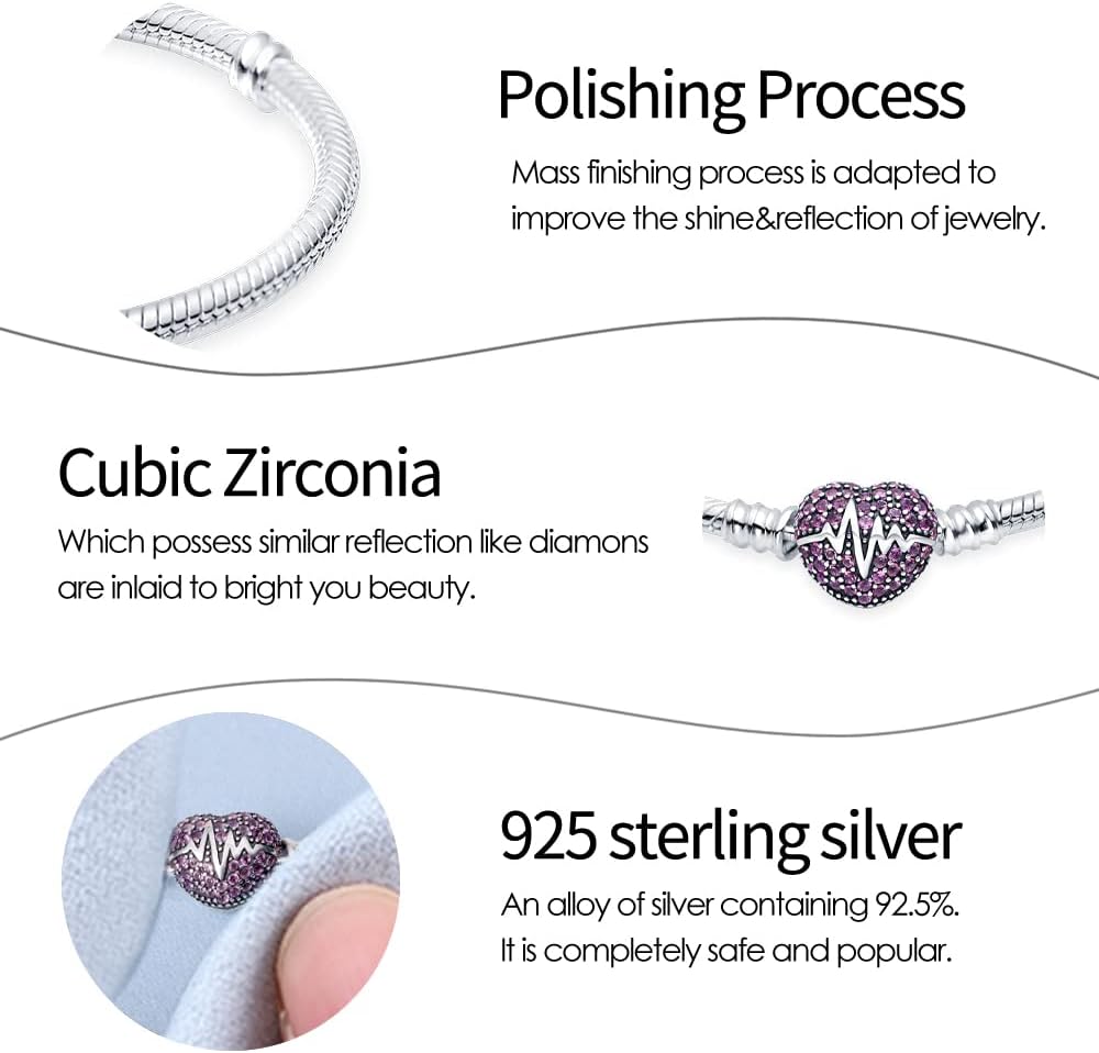 Detalle de KUNSIR Moments Bracciale Donna in Argento Sterling 925 con Braccialetto Snake, Compatibile con Pandora Ciondolo B2