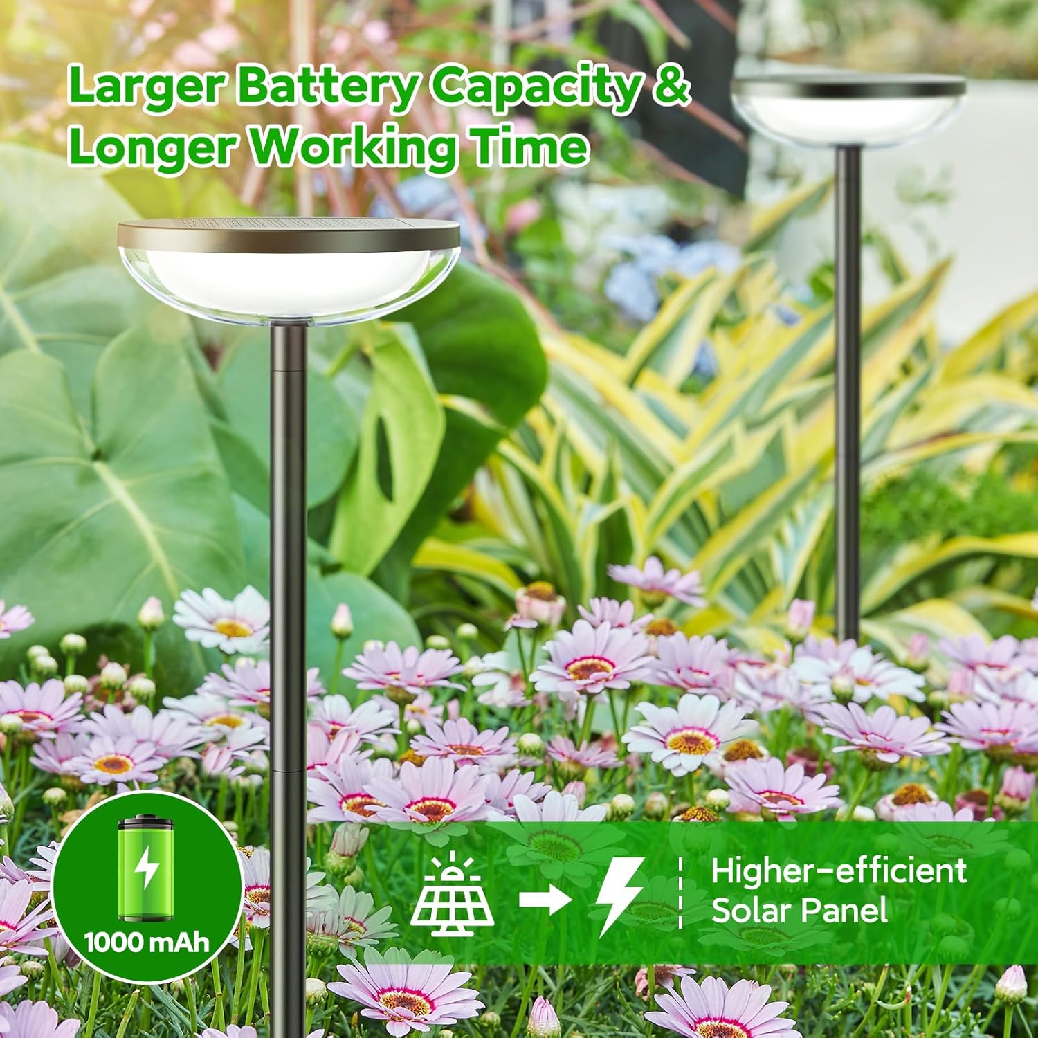 Thumbnail 2 de GEARLITE solar garden lights 4-pack (IP65, 1000mAh battery) for paths, patios and yards