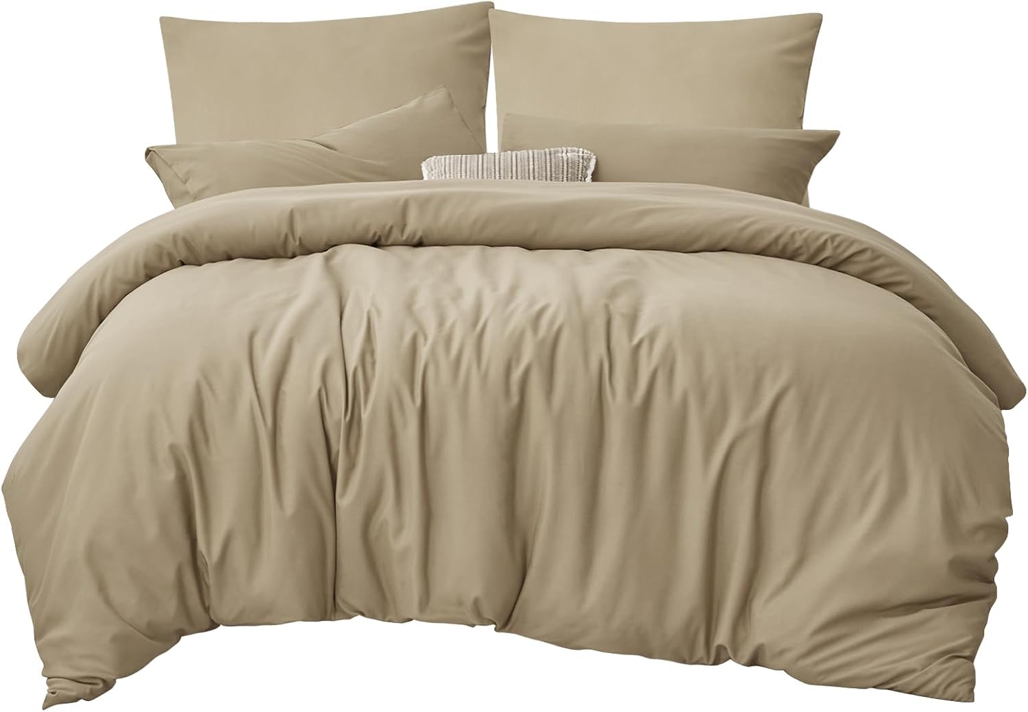 Thumbnail 6 de RUIKASI Housse de couette 220x240 cm kaki en microfibre avec fermeture éclair (parure 2 personnes + 2 taies 65x65)