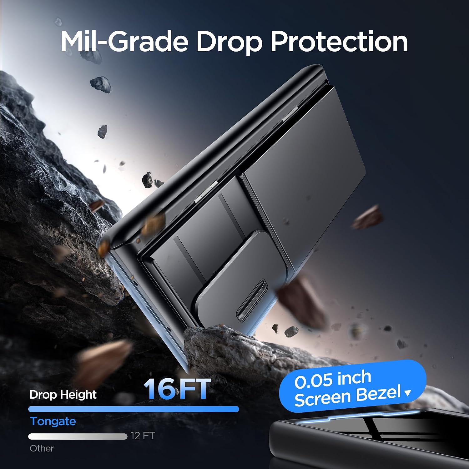 Detalle 1 de TONGATE TON-ZFold8WalletBigStand-Black Case for Galaxy Z Fold 8 Ultra, Card Slot & Stand
