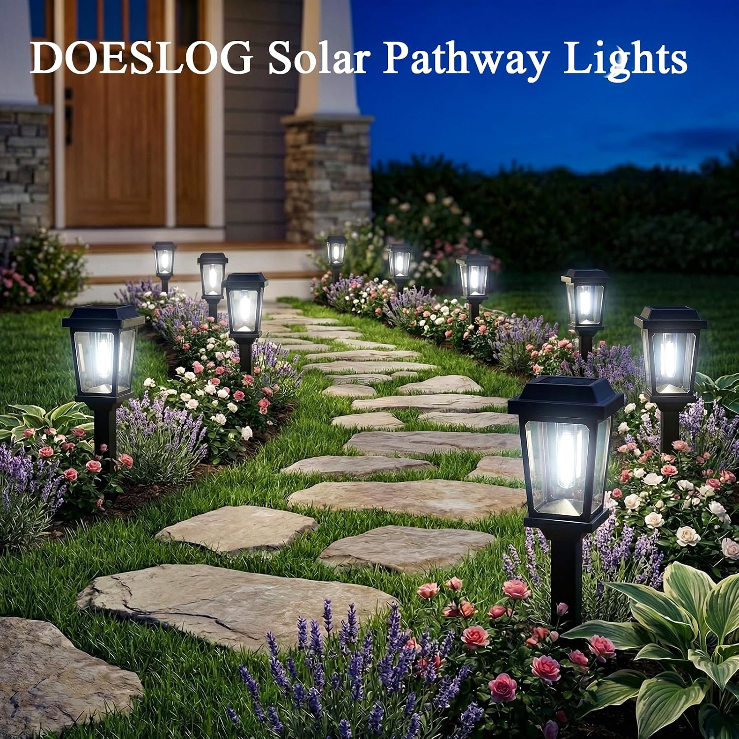 Detalle 2 de DOESLAG GA2612CLP12 Solar Pathway Lights, 12-Pack, 6000K Cool White
