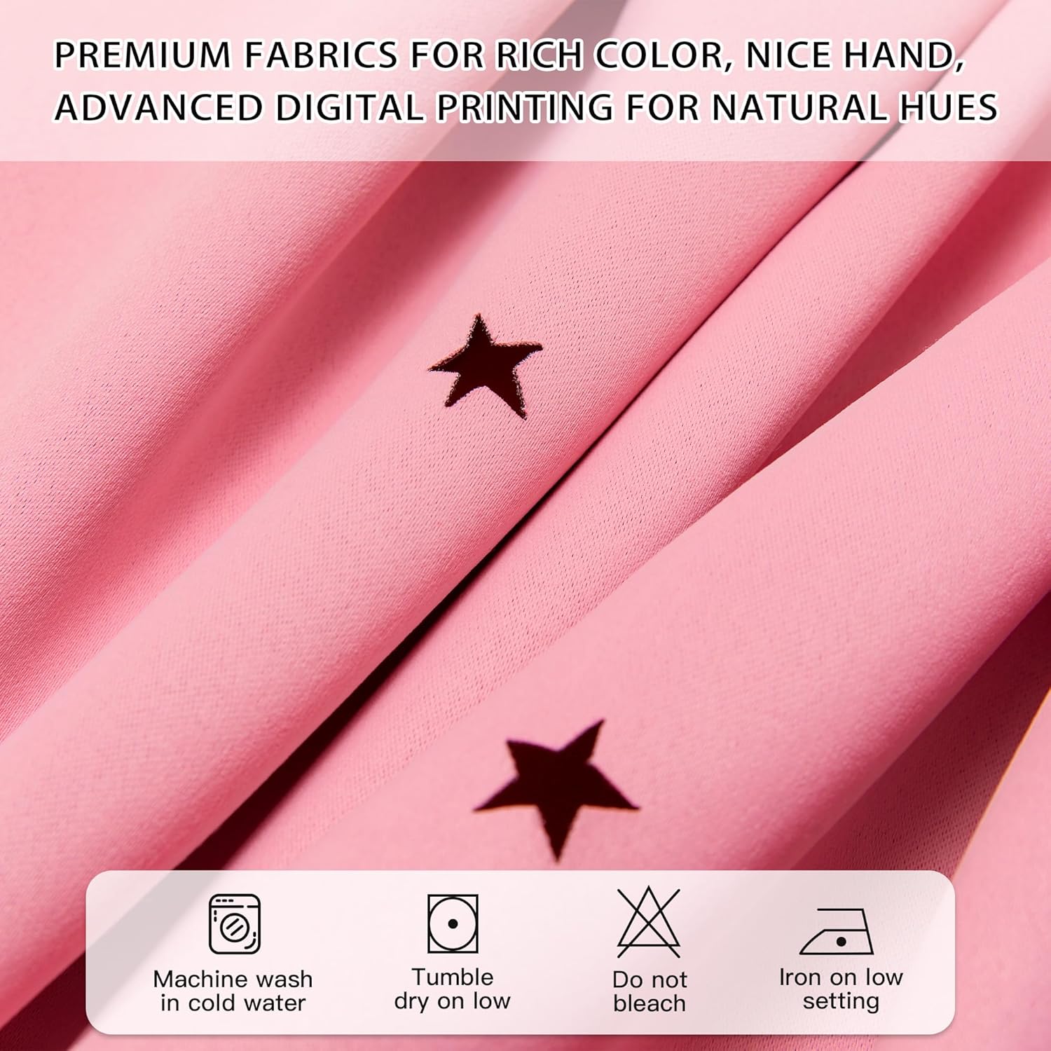 Thumbnail 4 de XiDi Pink Blackout Curtains for Kids Room (1 Panel) with Star Cutouts