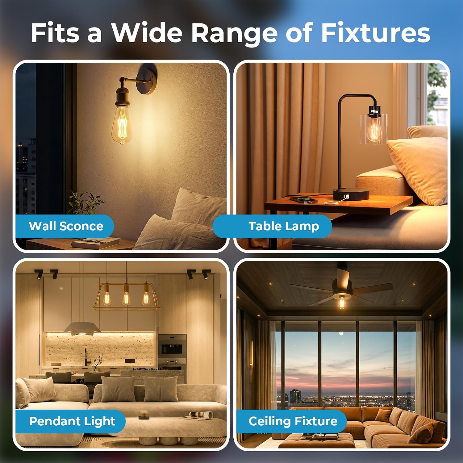 Thumbnail 6 de GvvooHome ST5860W-27KSF-18P-DIM ST58 LED Bulbs, Dimmable, 2700K, 18-Pack