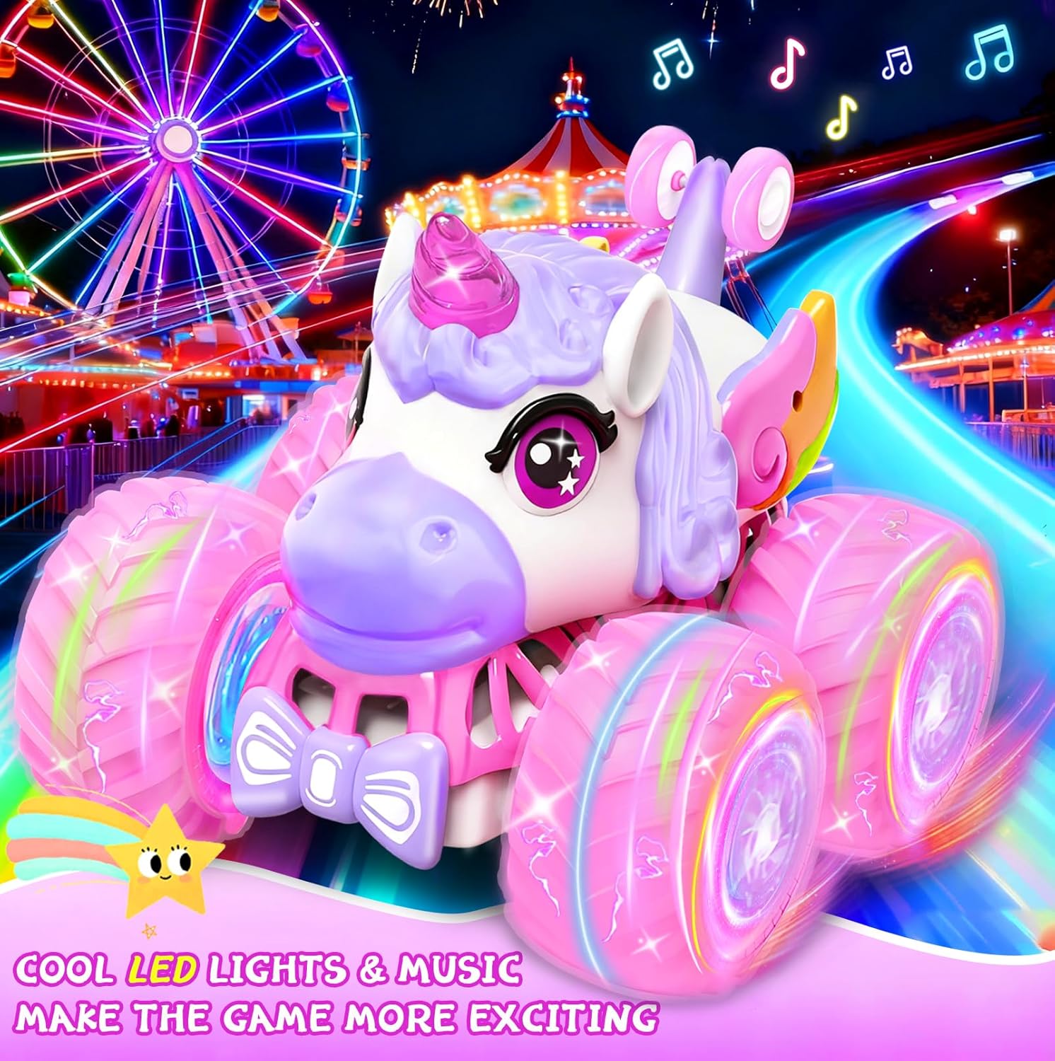 Detalle 2 de JOYSINTOY Unicorn RC stunt car for girls, age 3+