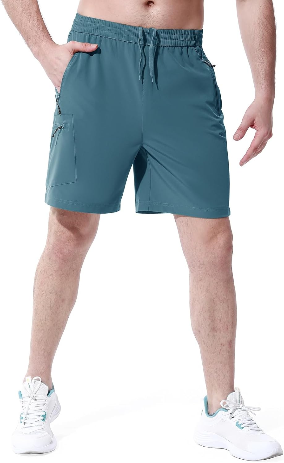 Thumbnail 1 de Rdruko Herren Sport-Shorts Kurze Hosen Stretch – schnelltrocknend, wasserabweisend, mit 4 Reißverschlusstaschen