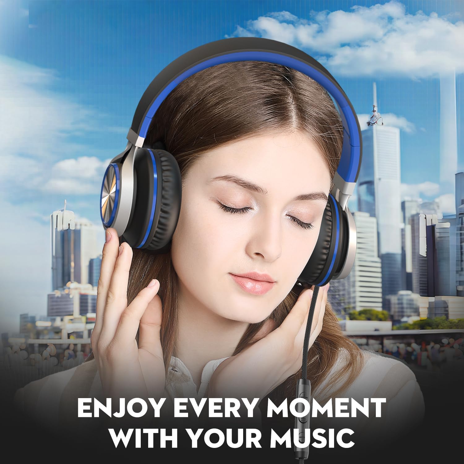 Thumbnail 5 de Bywulanda USB-C Headphones with Mic and Volume Control – Over-Ear, Foldable, 40mm Driver, 47in Braided Cable