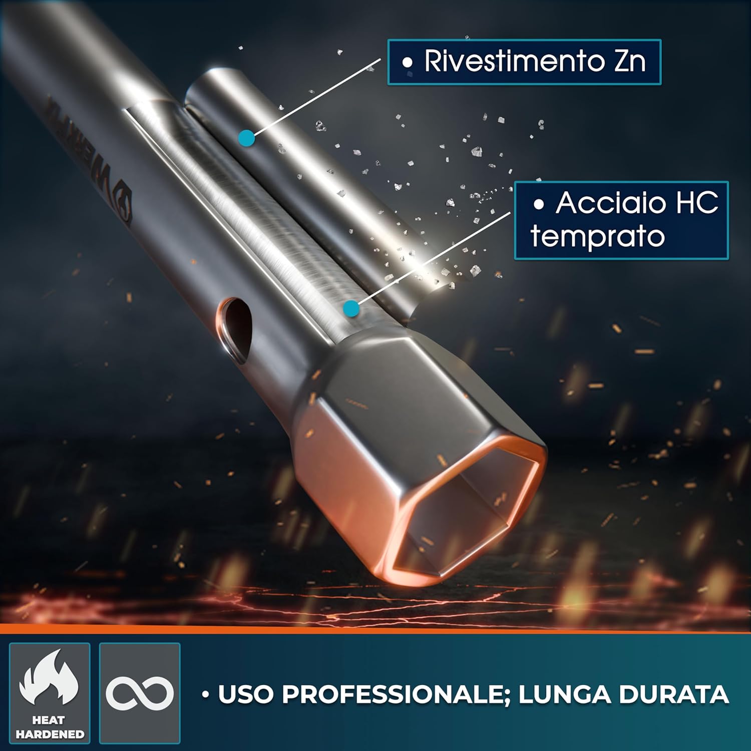 Thumbnail 2 de S&R WERKFIX Set 7 chiavi a tubo esagonali con barra di montaggio 6/7–18/19 mm