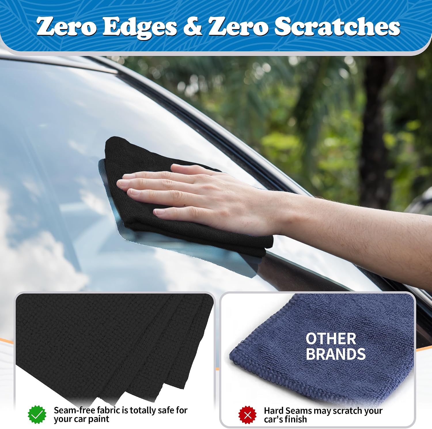 Detalle 2 de FIXSMITH FMJLC04-24BK Microfibre Cleaning Cloths, 24-Pack, Black