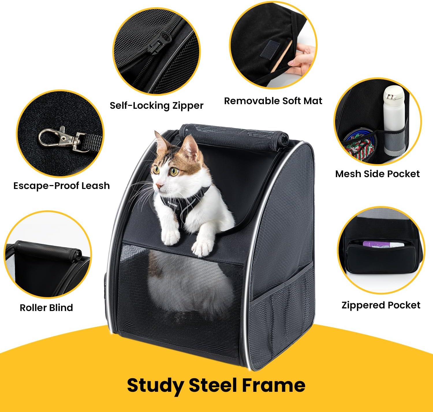 Thumbnail 6 de Conlun Cat Backpack Carrier for Small Dogs and Cats (Fits Up to 7kg)