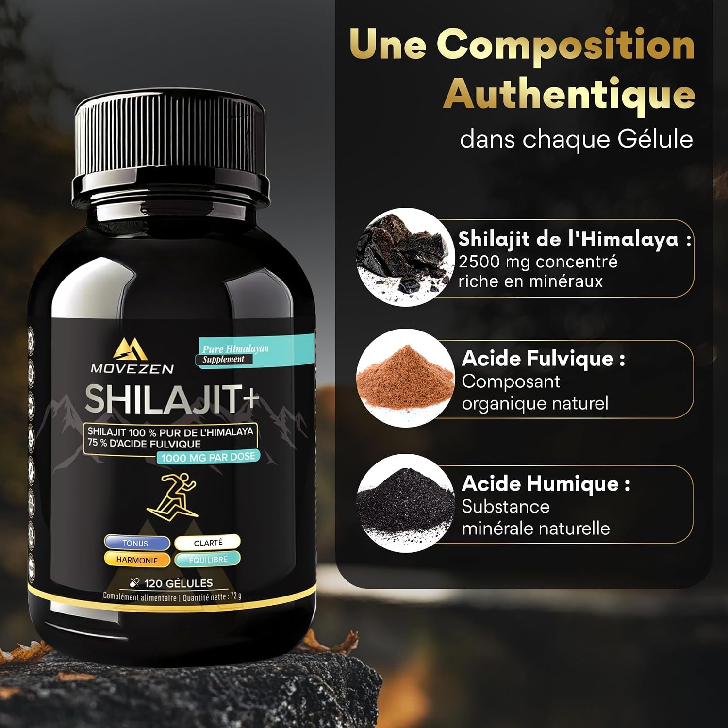 Detalle de Shilajit Pur 2500 mg gĂ©lules đ