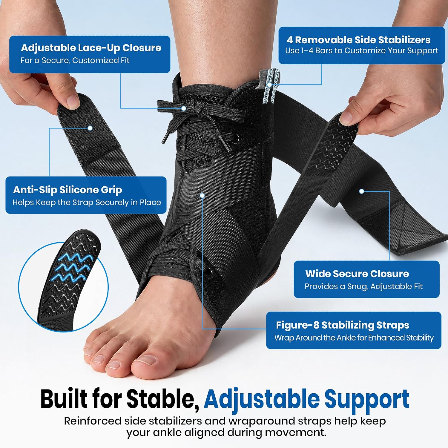 Detalle de SNEINO Lace-Up Ankle Brace (Medium) for Sprained Ankle, Achilles & Tendon Support
