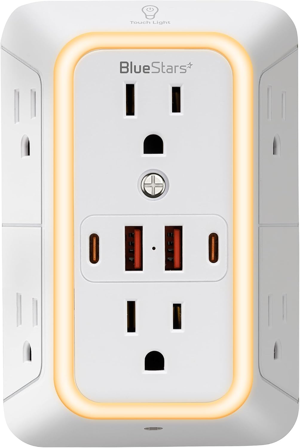 Detalle de BlueStars Wall-Mount Power Strip with 6 Outlets, 4 USB Ports and Night Light