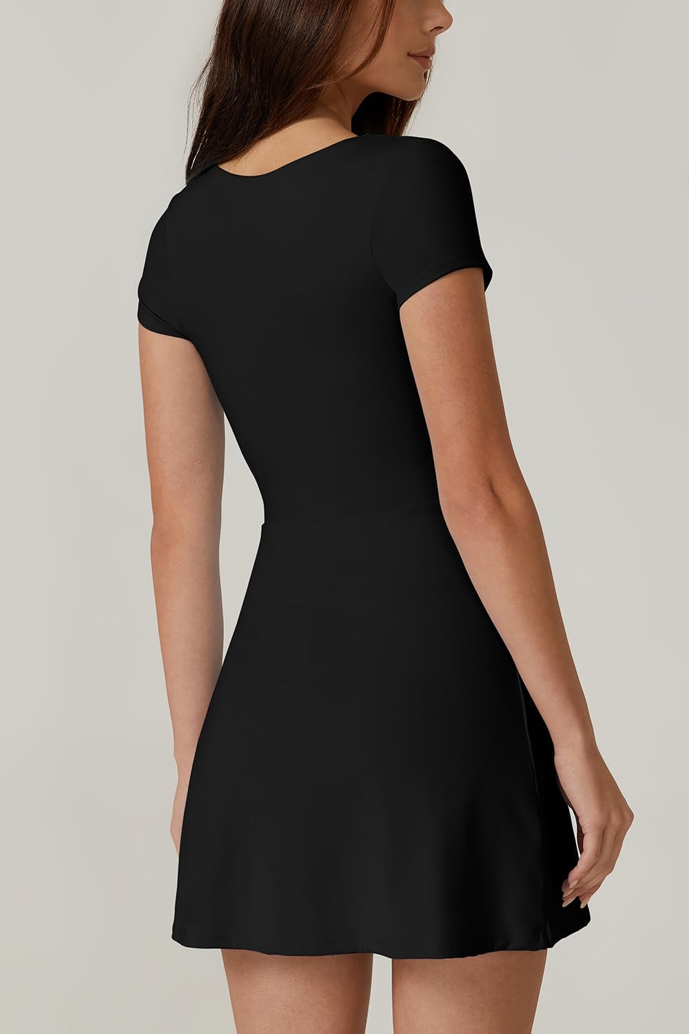 Thumbnail 1 de QINSEN Women’s Square Neck Tennis Dress with Built-in Shorts and Pockets