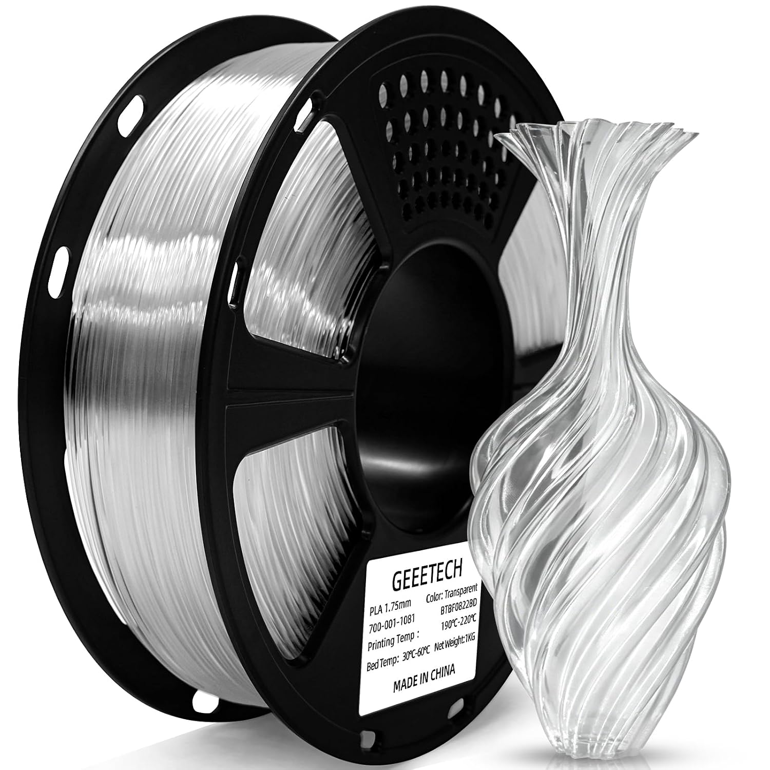 Detalle de GEEETECH PLA 1.75 mm Filament – 1 kg Spule, Transparent
