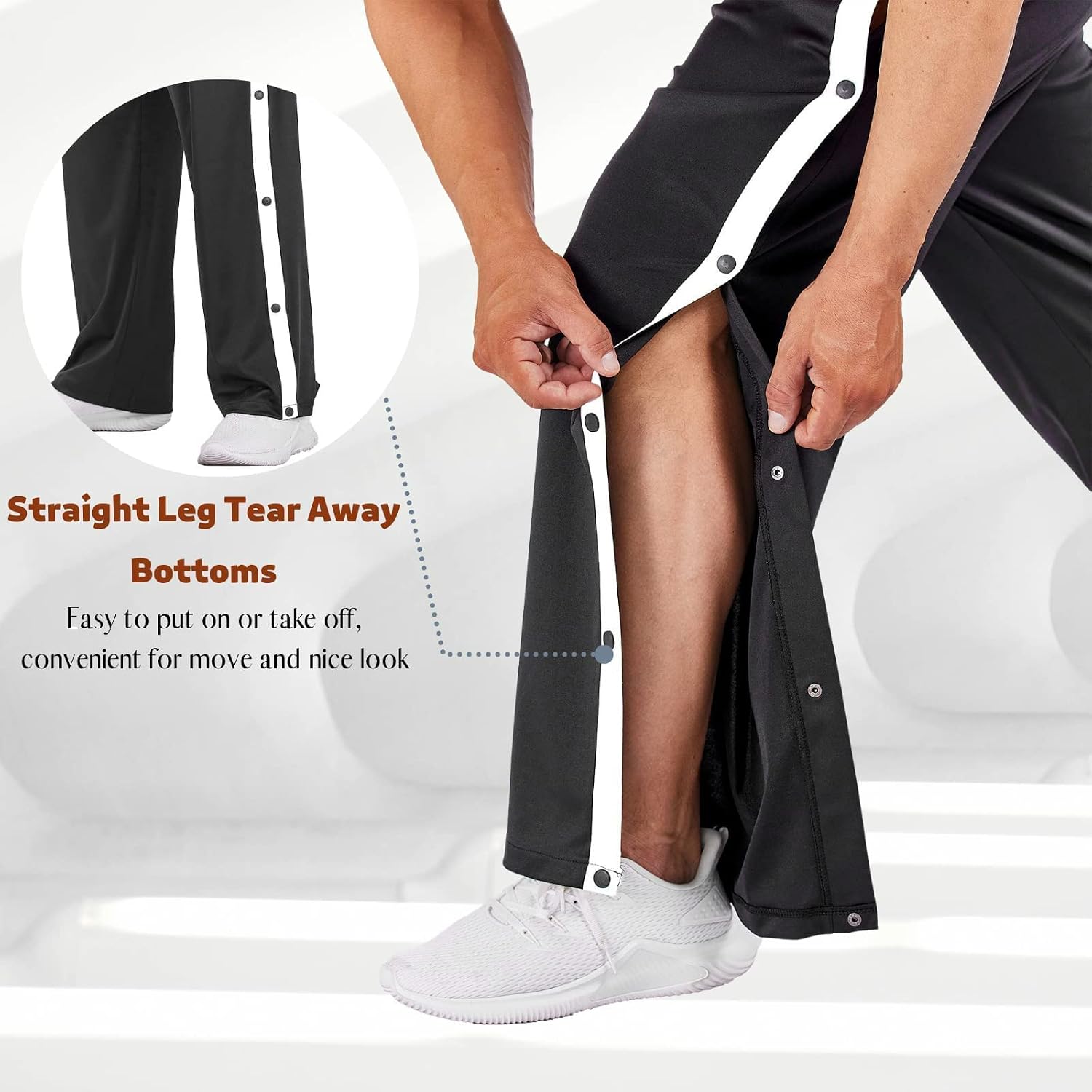 Detalle de Deyeek Men's Tear-Away Pants with Full-Side Snaps and Deep Pockets