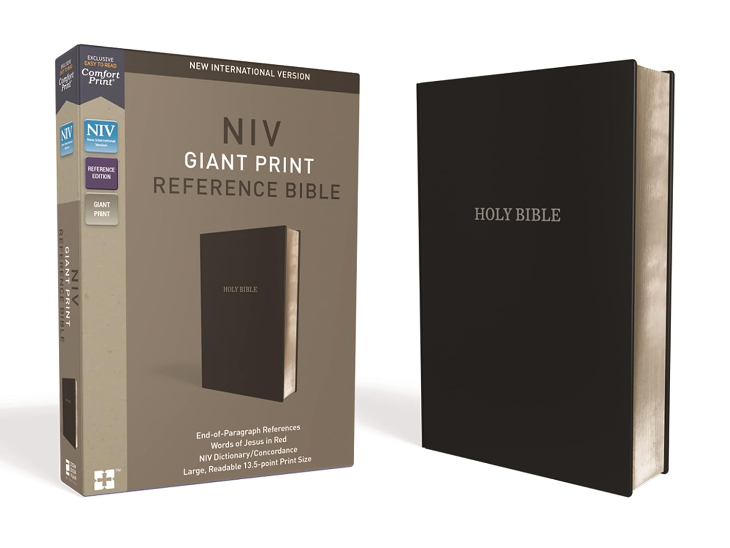 Detalle de Zondervan NIV Reference Bible, Giant Print, Black Leather-Look, Red Letter Comfort Print