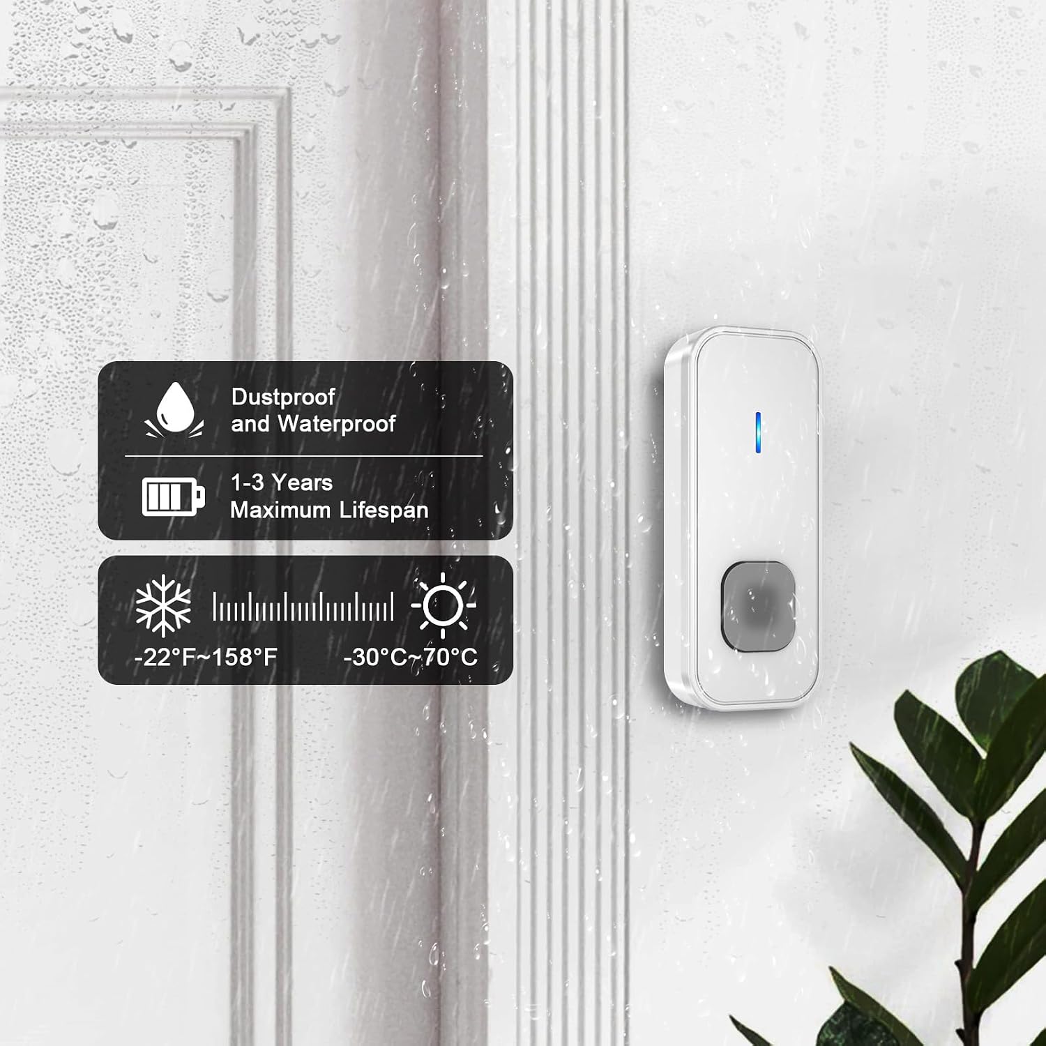 Detalle 2 de SURFOU Wireless Doorbell 1300ft range ๐ข