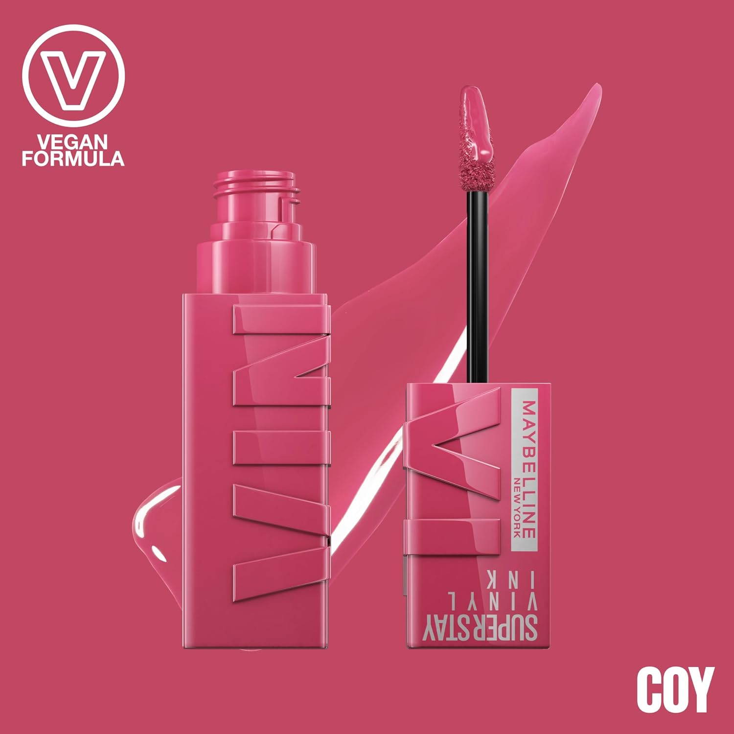 Detalle 2 de Maybelline New York Liquid Lipstick Vinyl Ink Nr. 20 Coy – 16H Halt, Glänzendes Finish, 4,2 ml