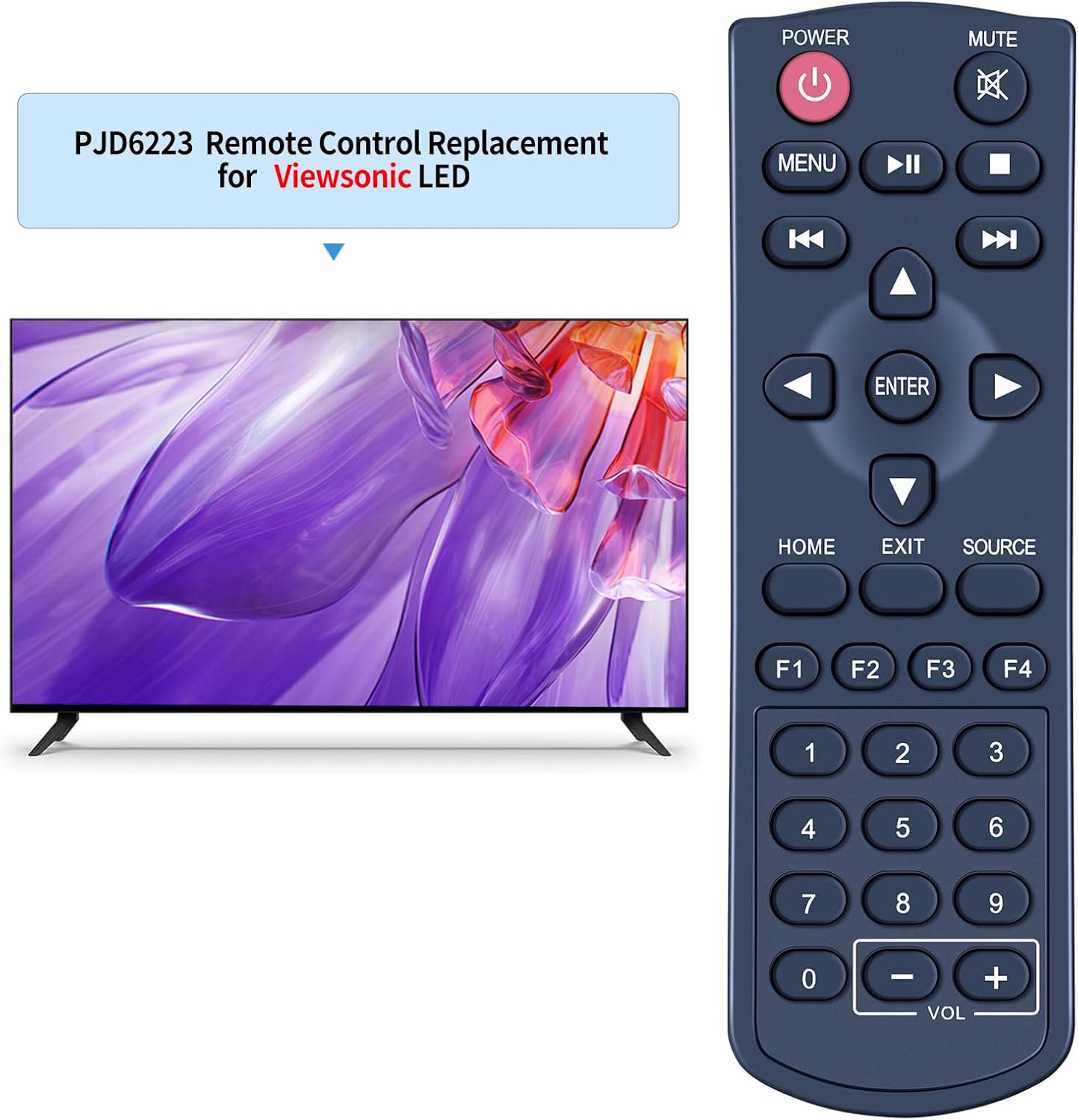 Thumbnail 1 de TCNOUMT Replacement Remote for ViewSonic PJD6223/PJD6253 and Iiyama LH4370UHB-B1 43" 4K VA LED Monitor