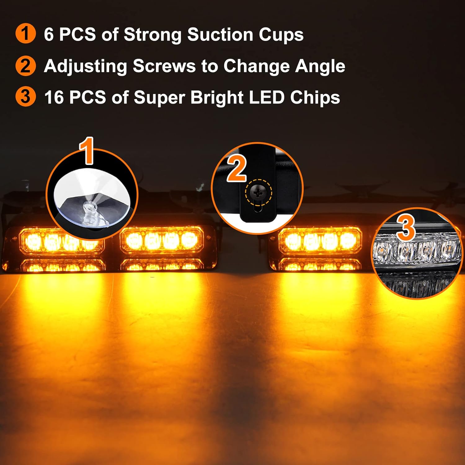 Thumbnail 6 de I LITTON 2-in-1 Amber LED Windshield Strobe Light for Vehicles